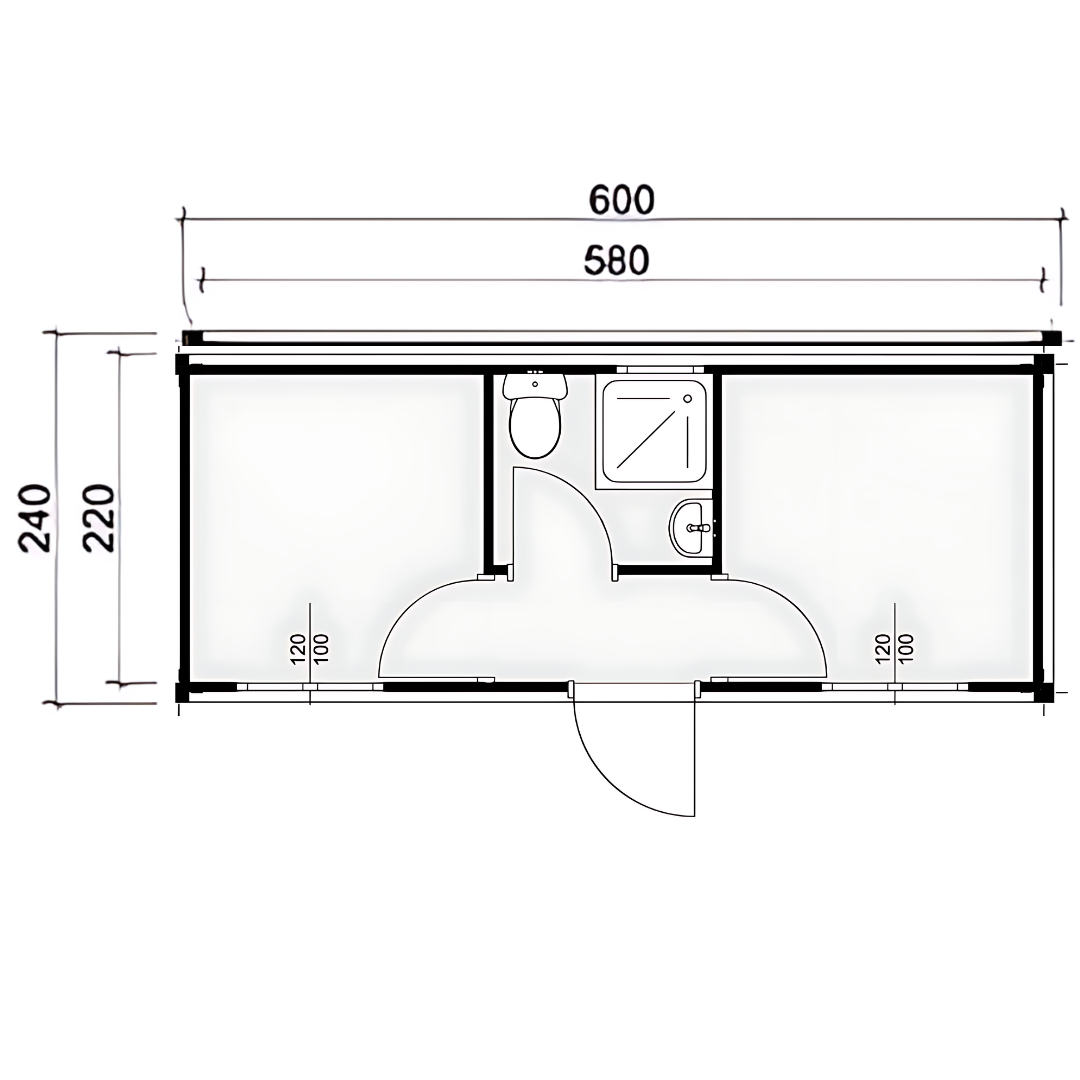Контейнер с две помещения, баня и WC