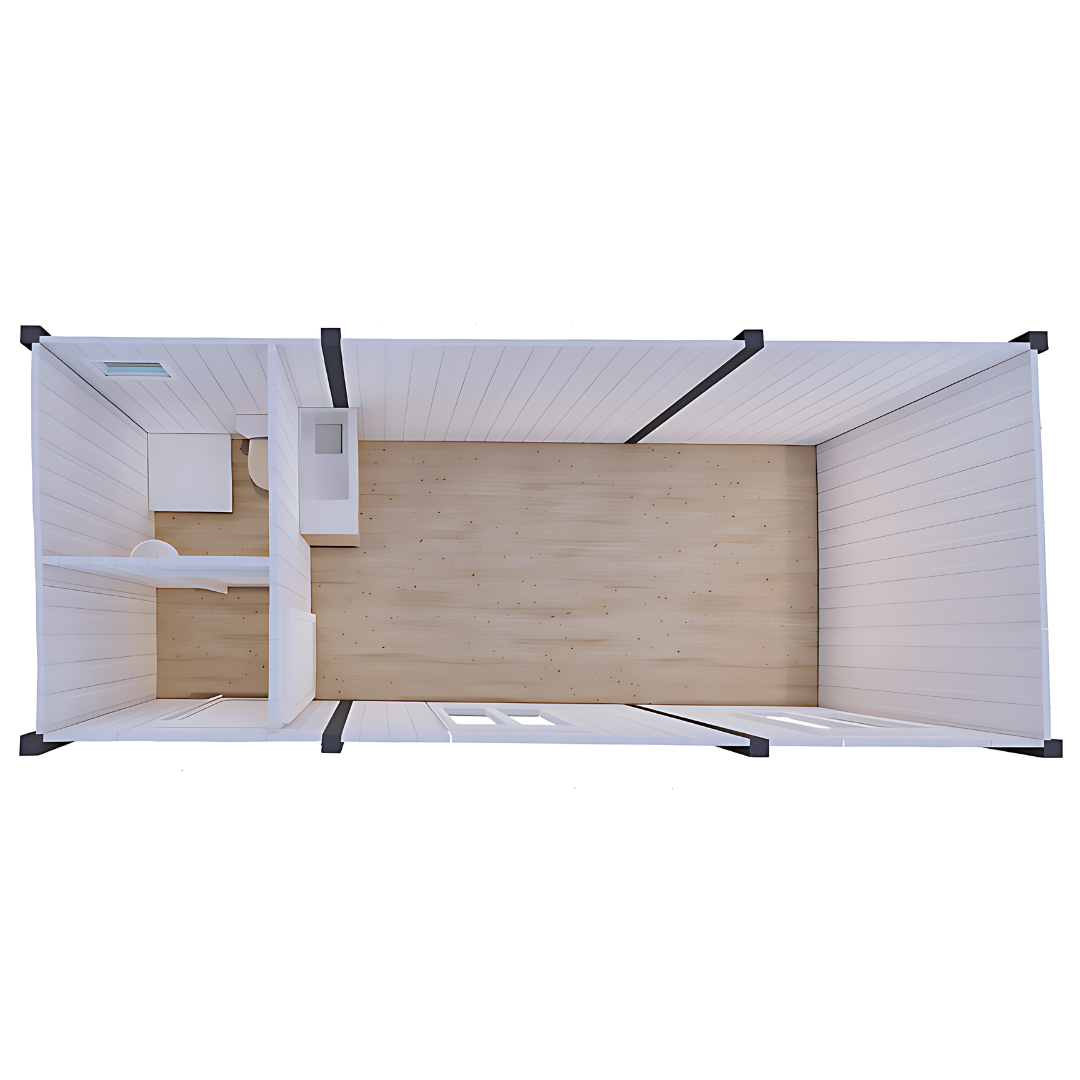 Контейнер с едно помещение, баня и кухня