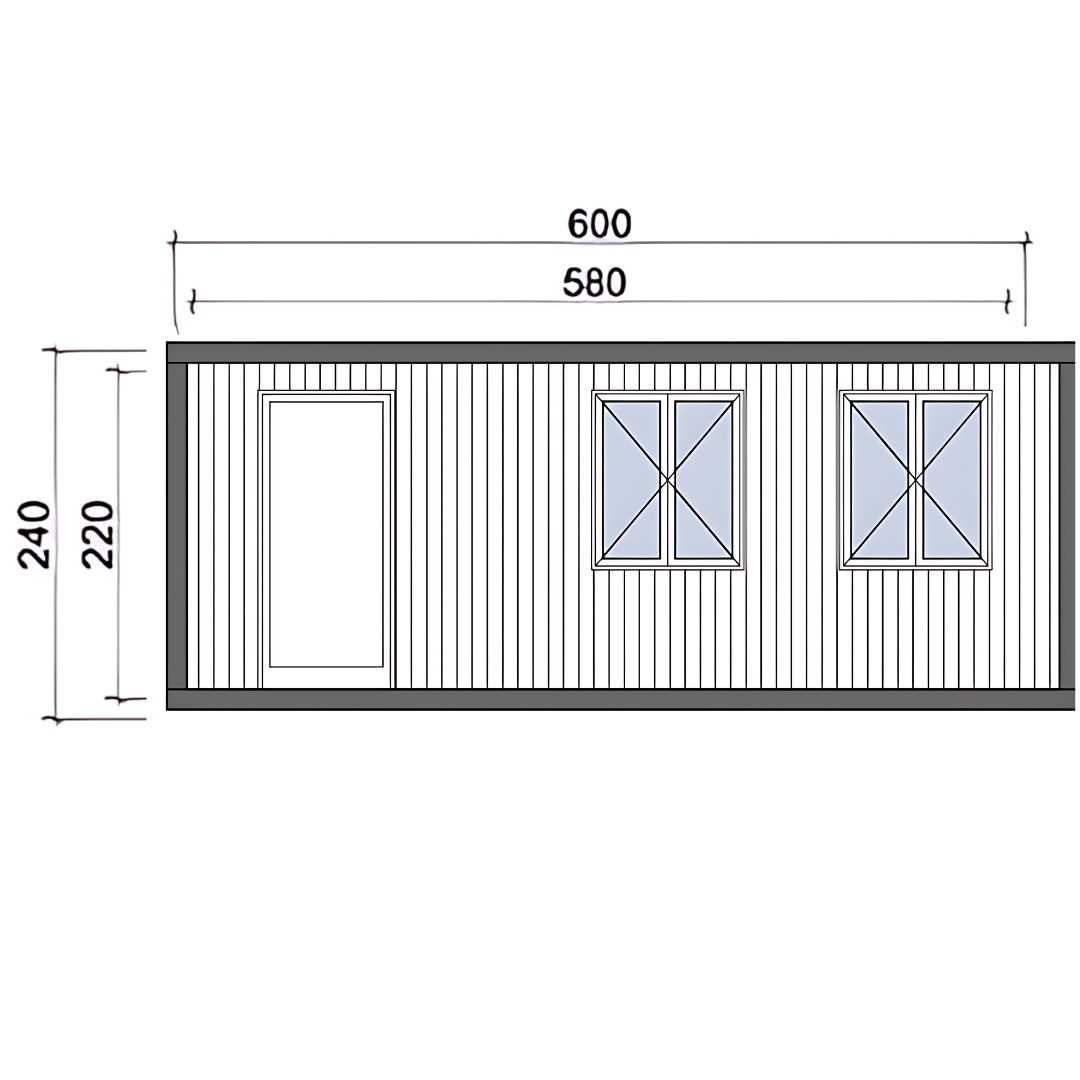 Контейнер с едно помещение, баня и кухня