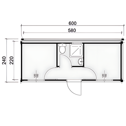 Контейнер с две помещения, баня и WC