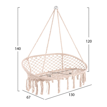 ОКАЧЕН ГНЕЗДО 2-МЕСТЕН МАКРАМЕ ВЪЖЕ БЕЖОВ ЦВЯТ 130x67x120-140Hсм.