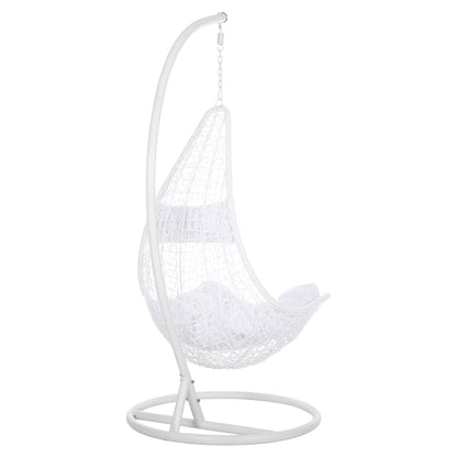 Висящо гнездо MILLIE метал - синтетичен ратан с бели възглавници Φ95x195Hcm.