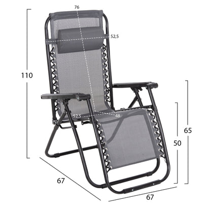 Фотьойл RELAX COMPANION сив текстилен - черен метал 67x145x110Hсм.