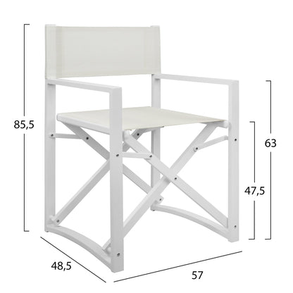 Режисьорски стол алуминий DUPRE бял цвят 57x48,5x85.5Hсм