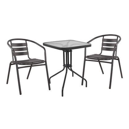Комплект 3 части с маса Figo 60x60x72 и столове Laura сив цвят